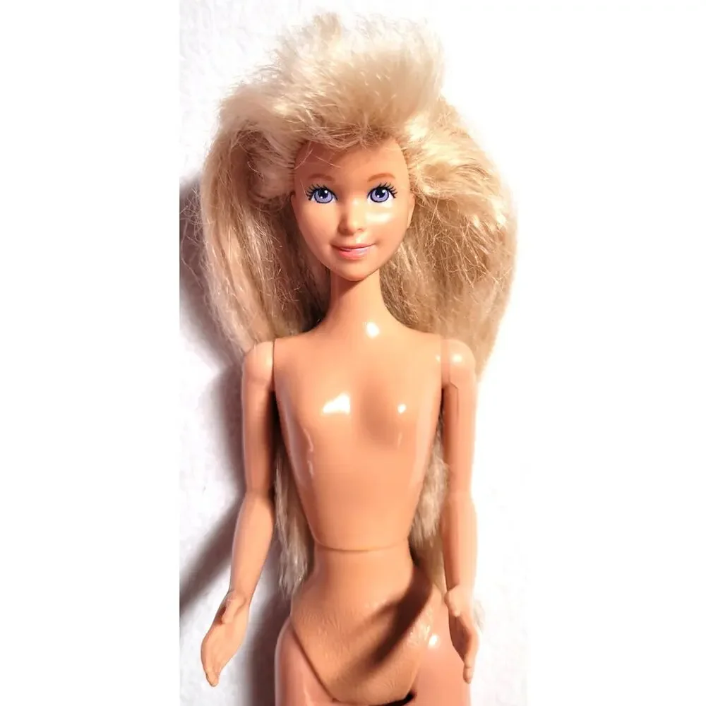 Vintage 80s Mattel Jazzie Doll Purple Lavender Eyes Blonde Hair Nude TNT Body